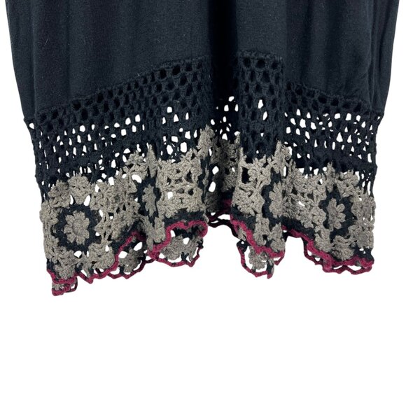 Gundrun Sjoden Crochet Cotton / Wool Sweater Embroidered Dress in Black Size L - Picture 6 of 11